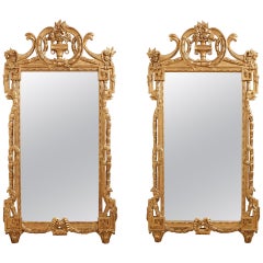 Vintage Pair of Neoclassical Louis XVI Style Giltwood Mirrors