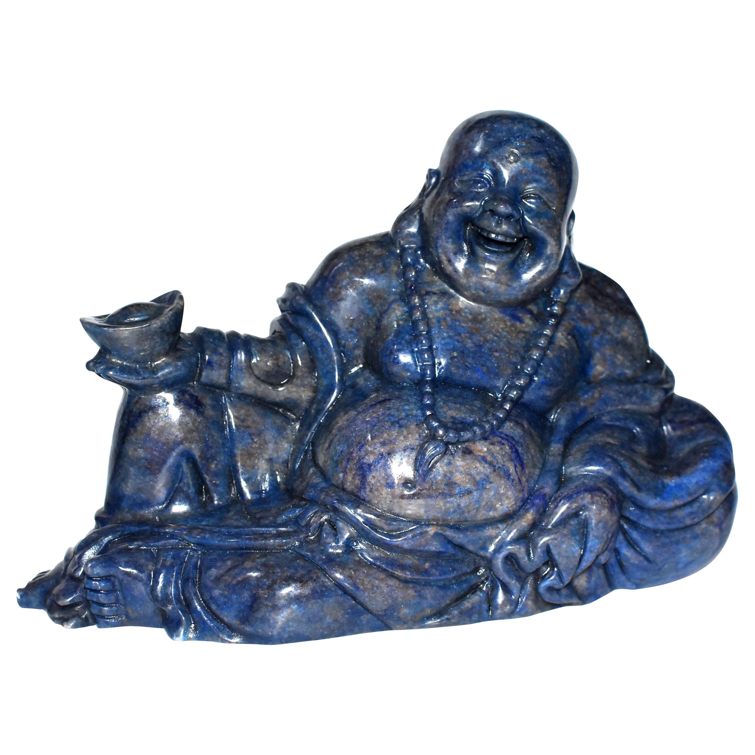 Large Lapis Lazuli Wealth Buddha Statue, 6.6 lb