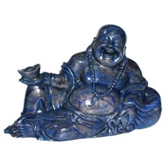 Large Lapis Lazuli Wealth Buddha Statue, 6.6 lb