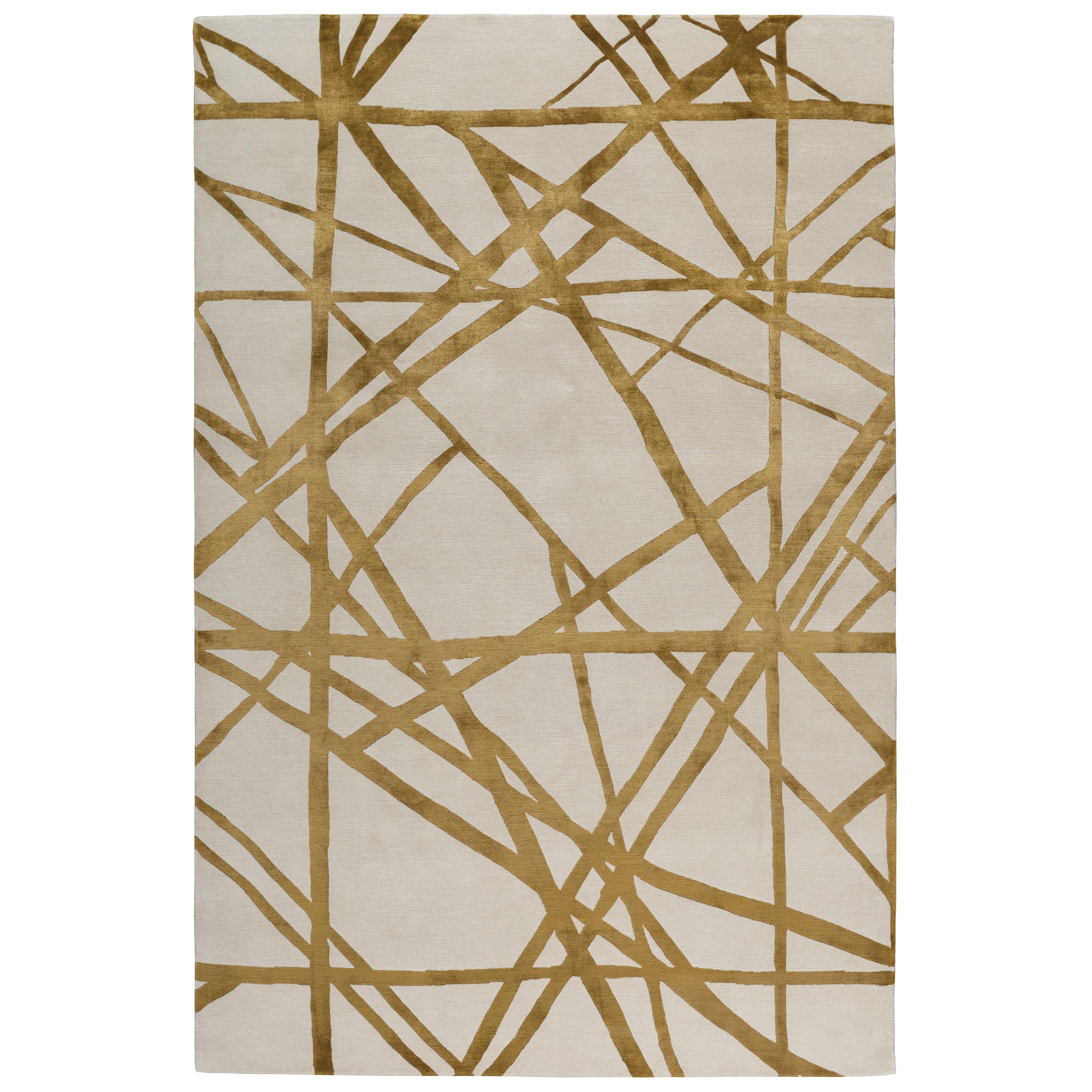 Channels Copper Hand Knotted 10x8 Rug in Wool and Silk by Kelly Wearstler For Sale