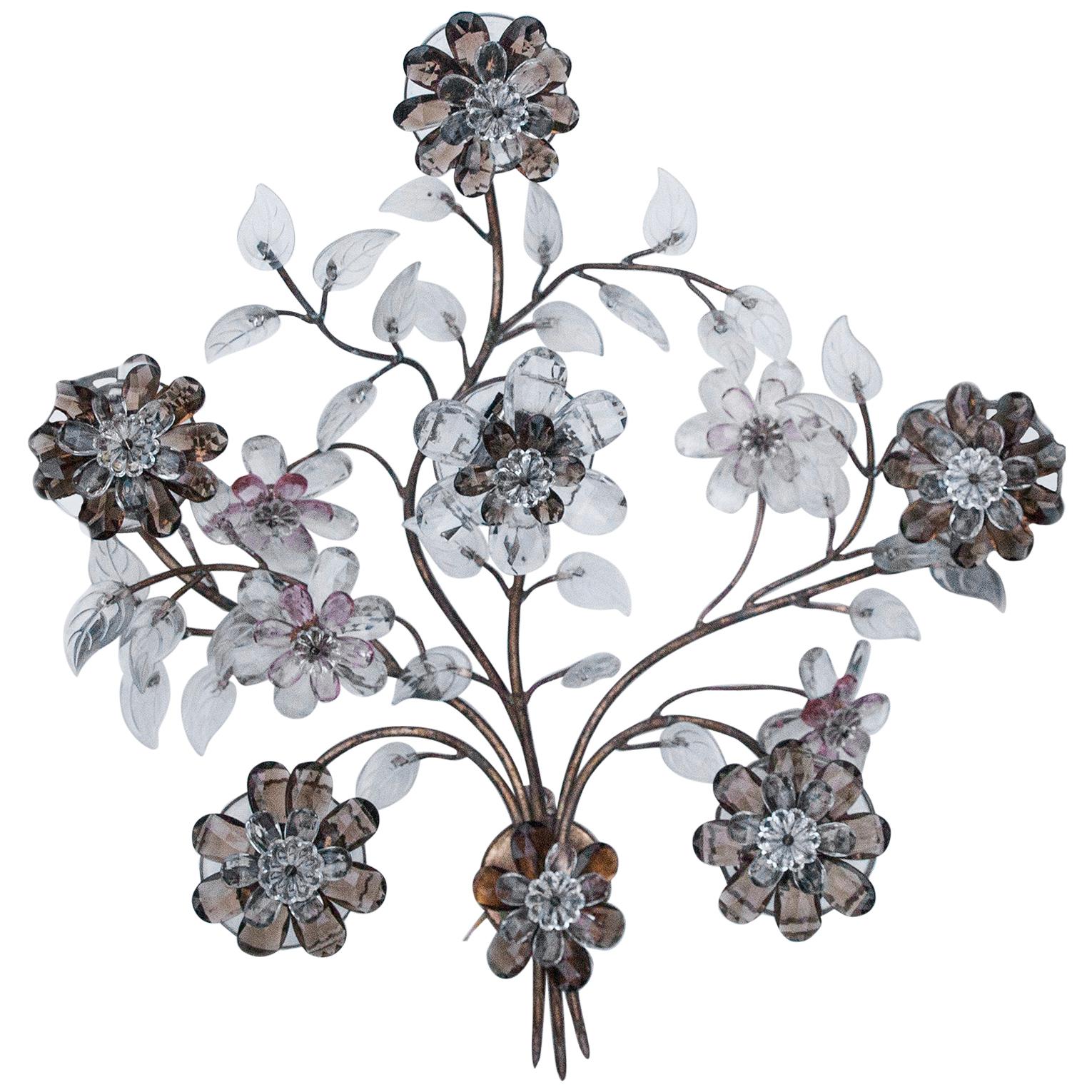 Oswald Haerdtl Flower Crystal Wall Lamp for Lobmeyr, Vienna For Sale