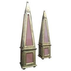 Italian Giltwood Obelisk by Florentia, Pair