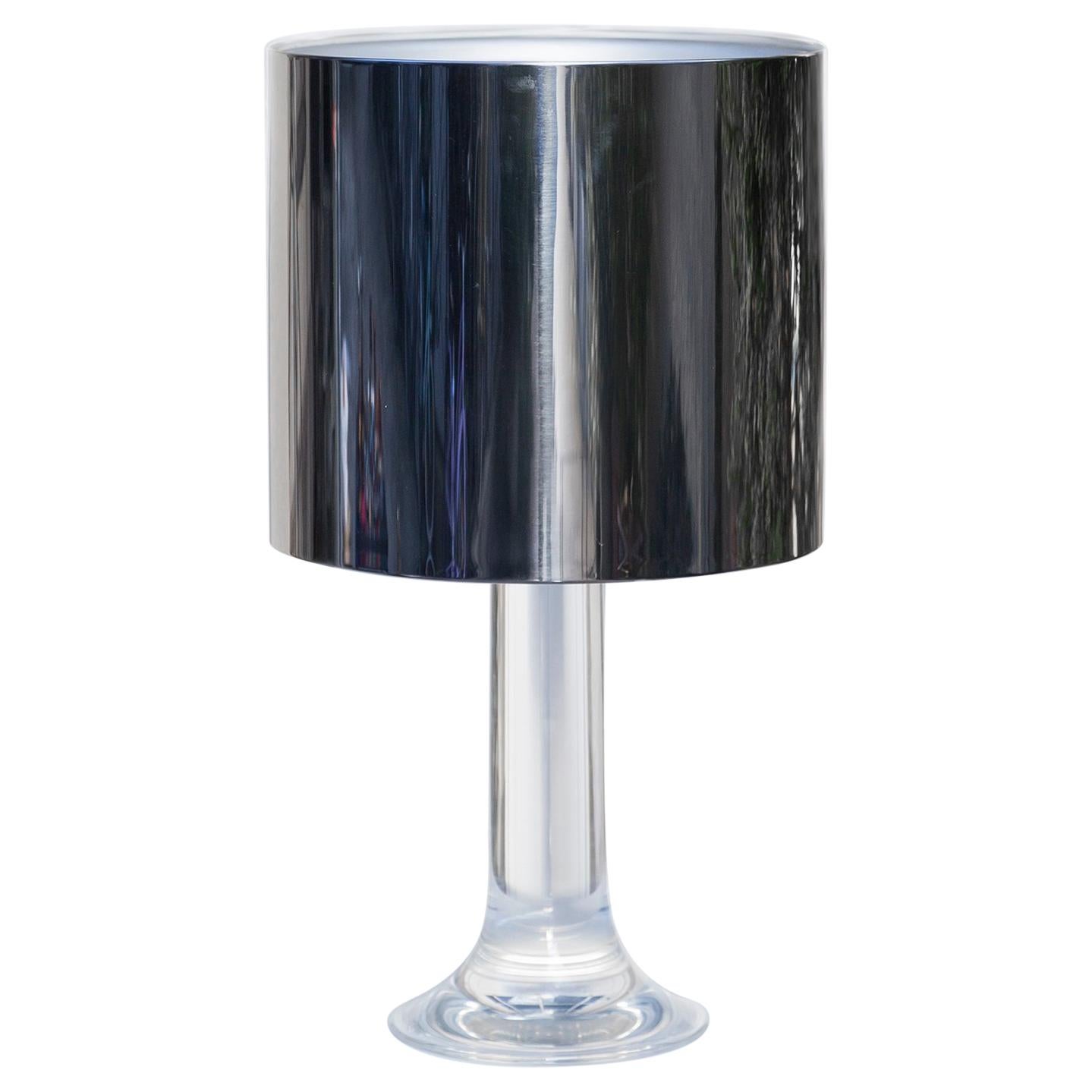 Harvey Guzzini Lucite Table Lamp with Metal Shade, Italy, 1970s
