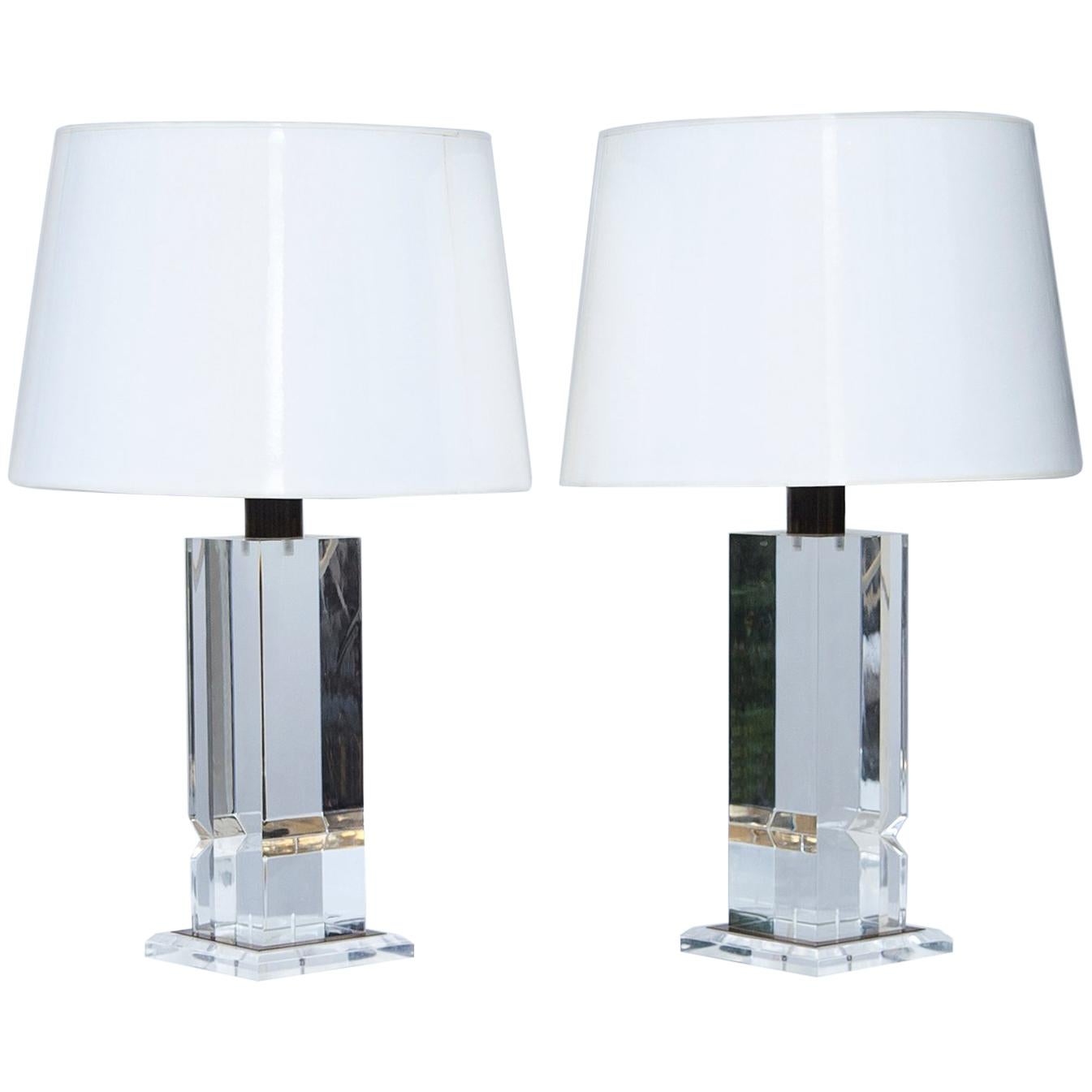 Plexiglas Table Lamps France 1970s For Sale