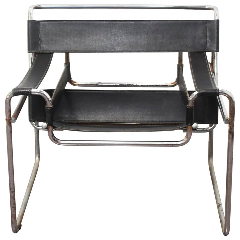 Mid Century Modern Marcel Breuer, Modern Black Leather Chair