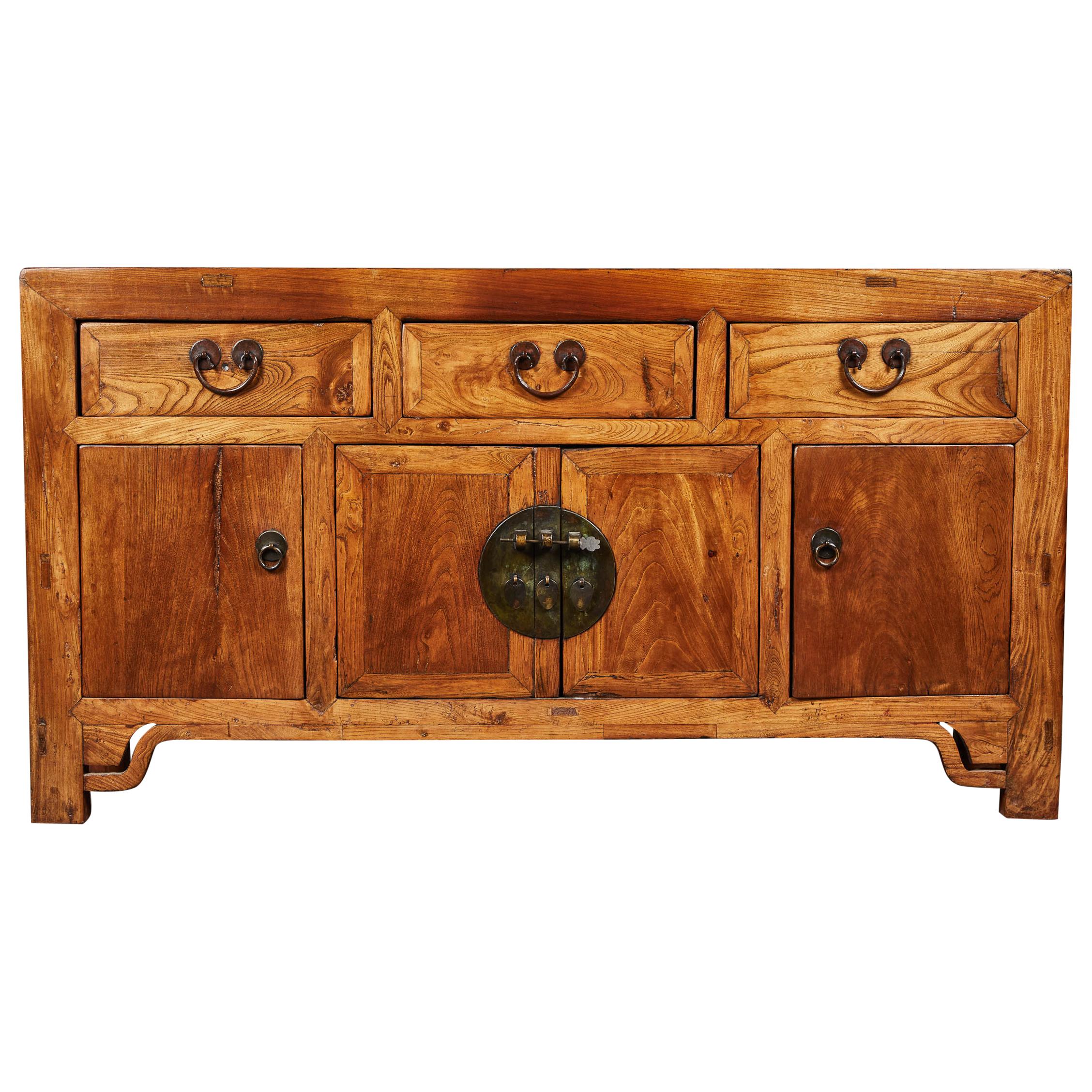 chinesisches Ulmen-Sideboard aus dem 19