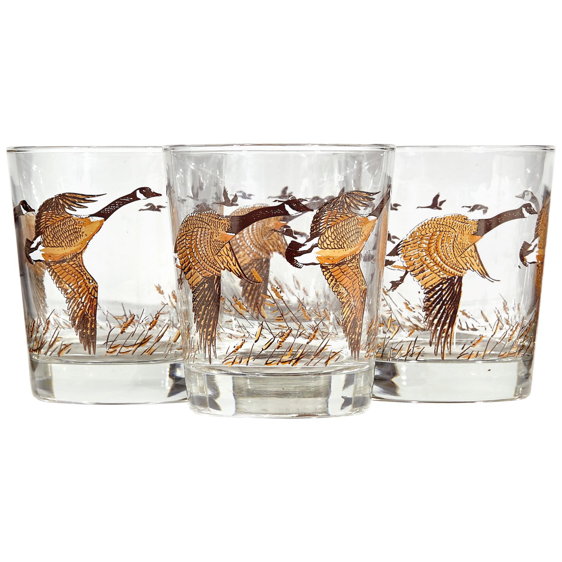 1960s Pheasant Glass Bar Tumblers, Set of 4 For Sale