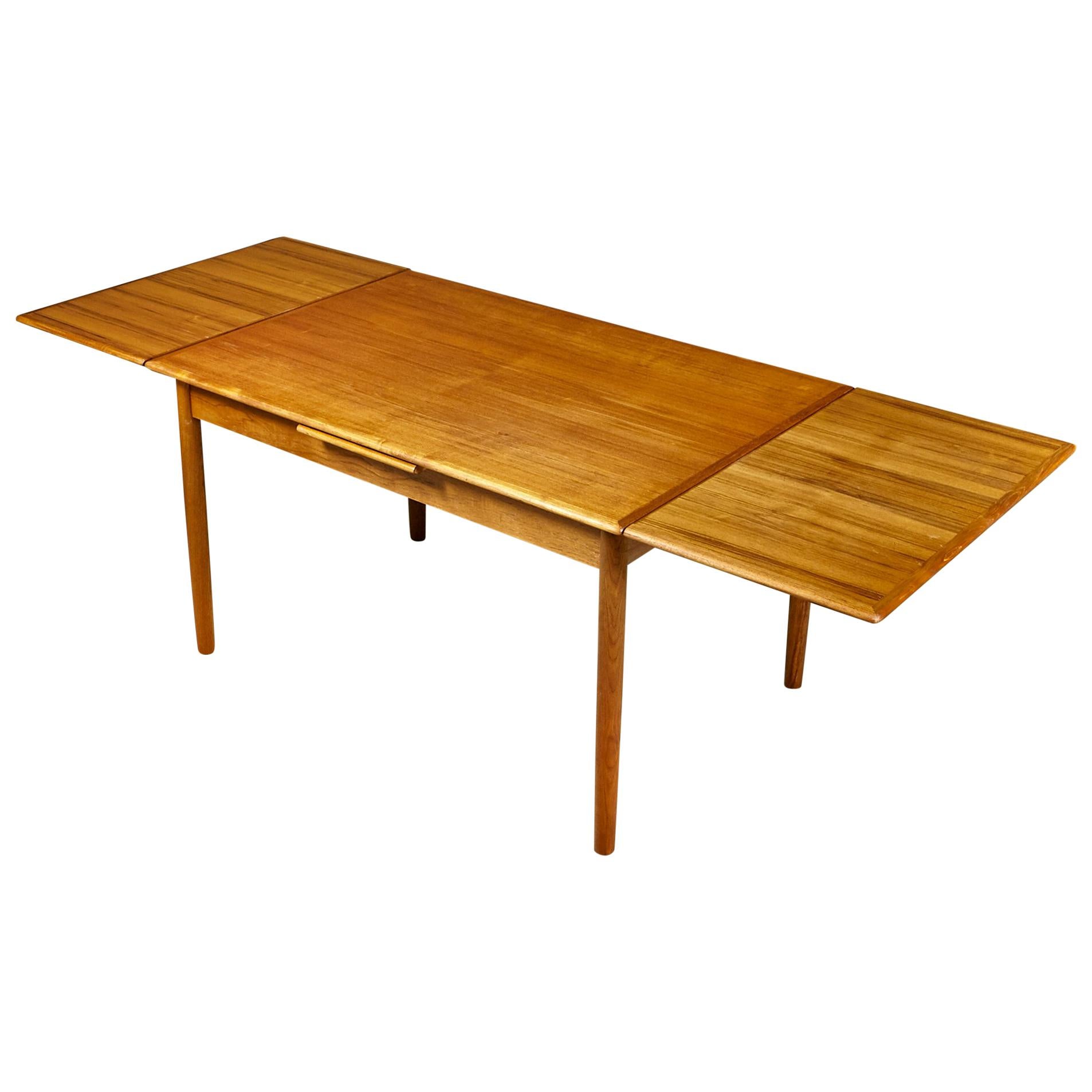 Danish Teak Expandable Dining Room Table For Sale