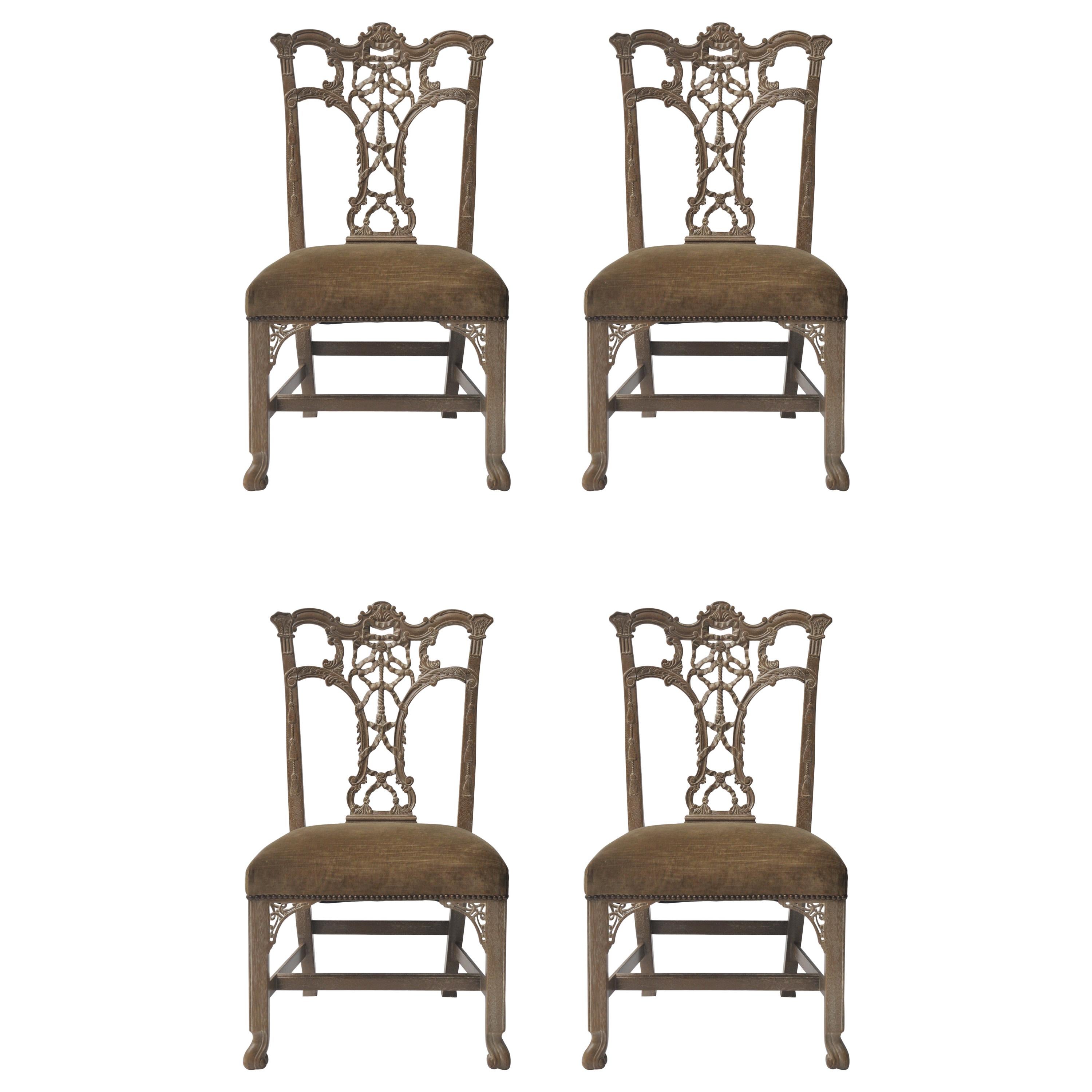 Set of 4 Hickory Chair Chippendale Chairs