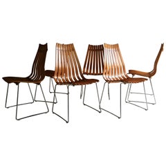 Scandia Dining Chairs Set of Six by Hans Brattrud for Hove Mobler Teak, 1960s