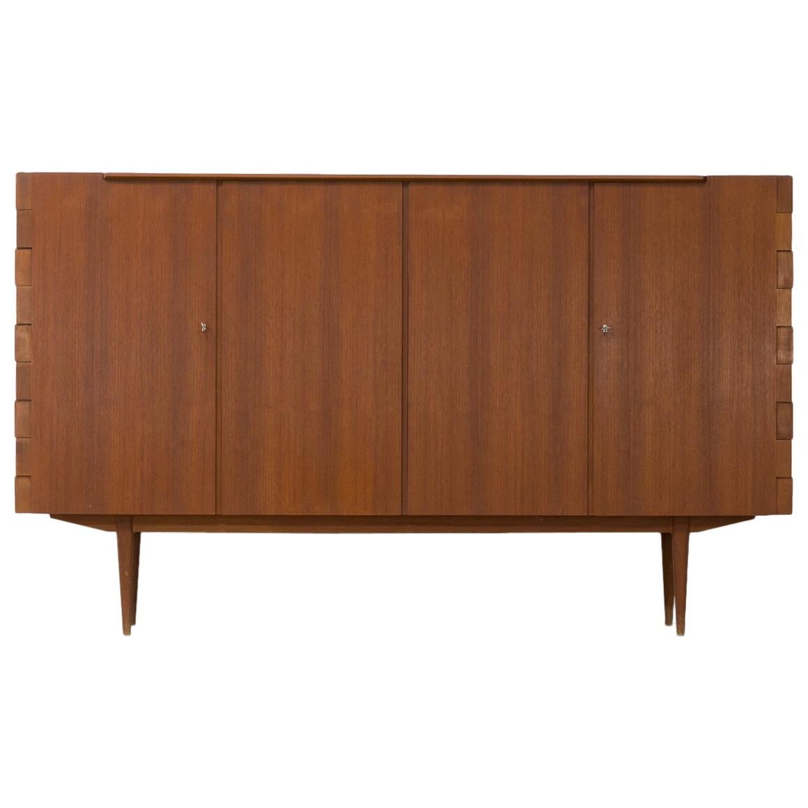 1960s Very Rare Teak High Sideboard with Hinge-Joints For Sale