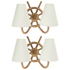 1950s Pair of Audoux & Minet Marin Rope Sconces