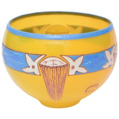 French Art Deco Signed Andre Delatte Hand Blown Glass Bowl