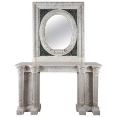 Antique Important Marble Chimneypiece and Overmantel, France, Circa 1880