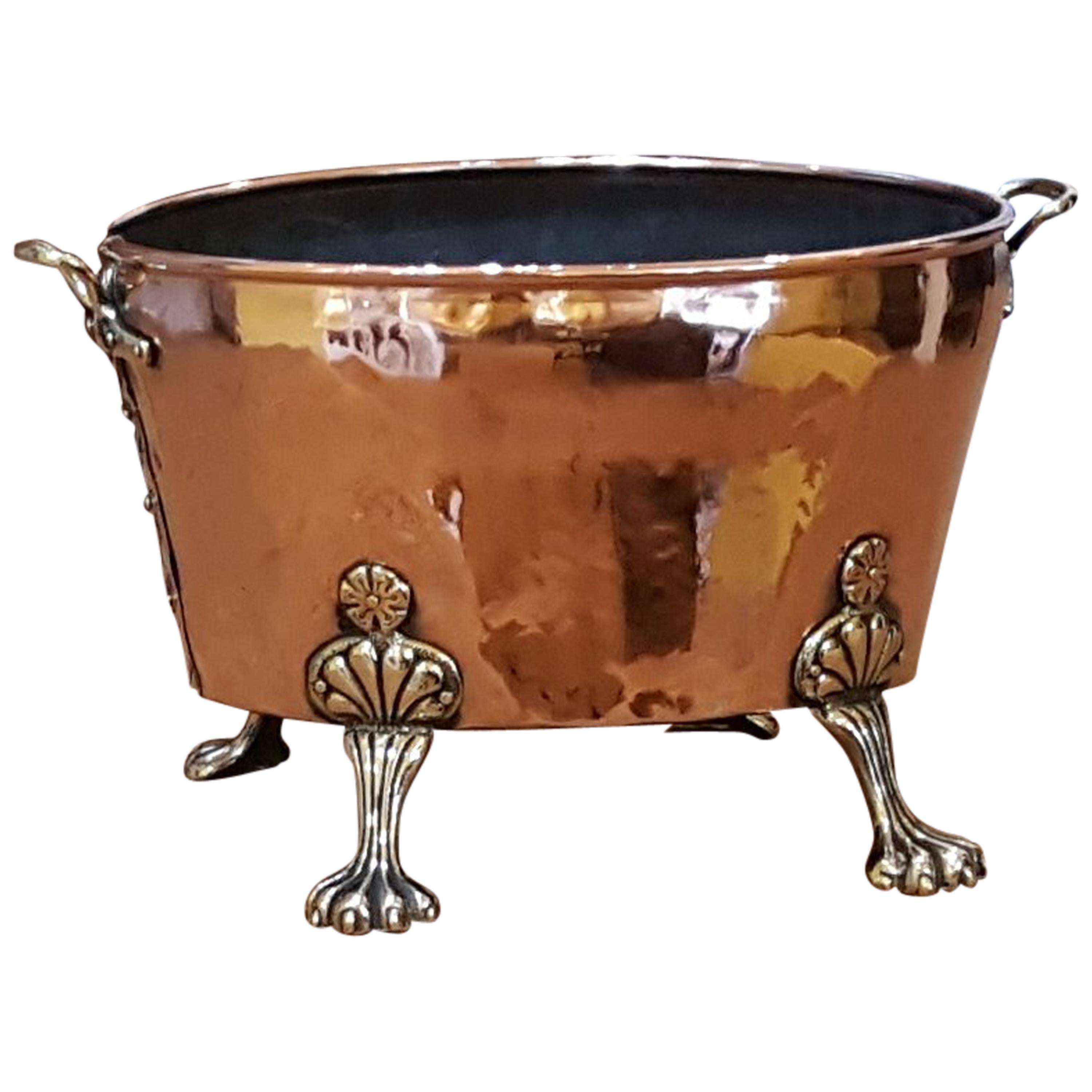 Late 19th Century Continental Copper Log Basket For Sale