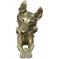 Art Deco Sculpture of Bronze German Shepherd Dog