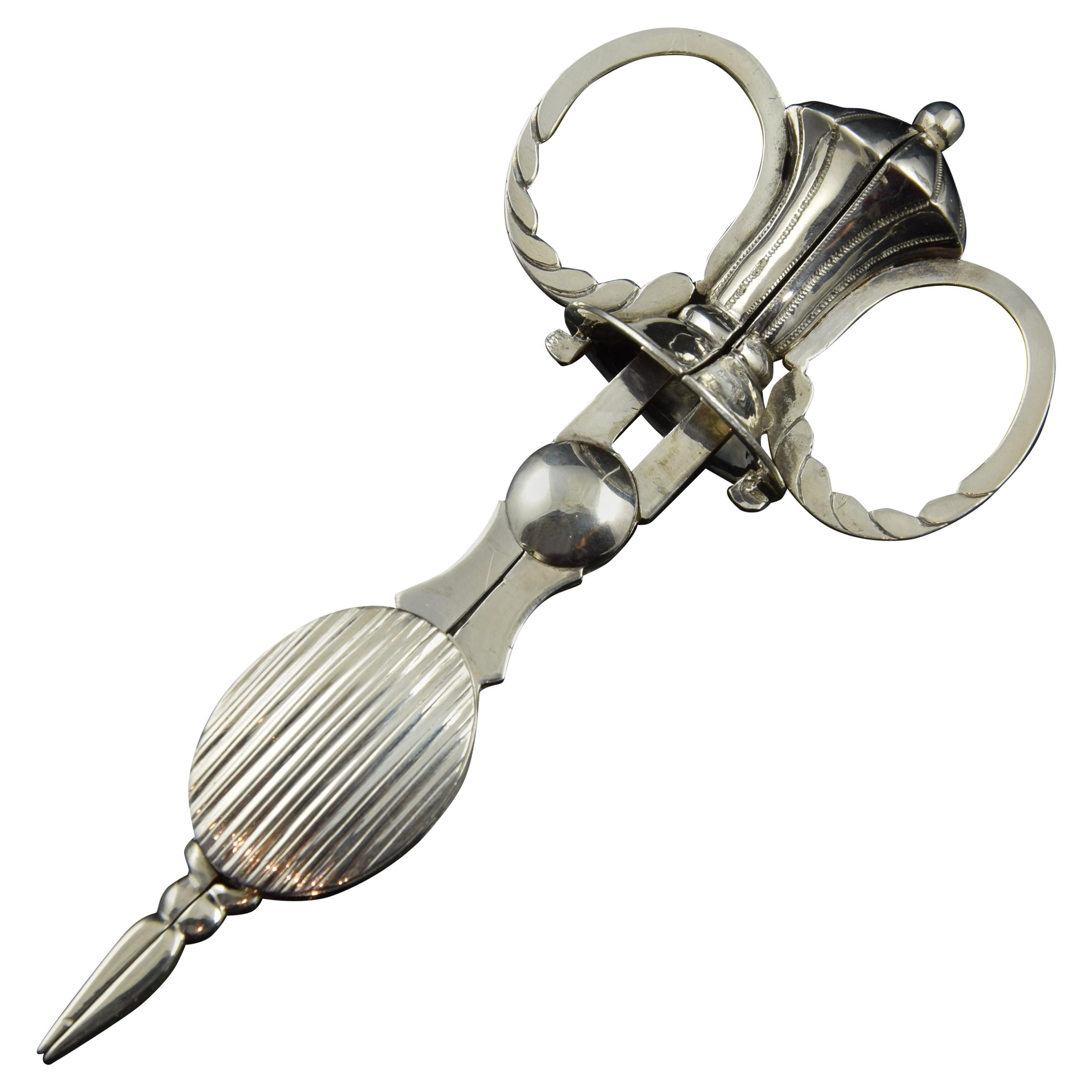 Pair of Snuffers, Silver, 19th Century For Sale