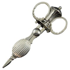Antique Pair of Snuffers, Silver, 19th Century