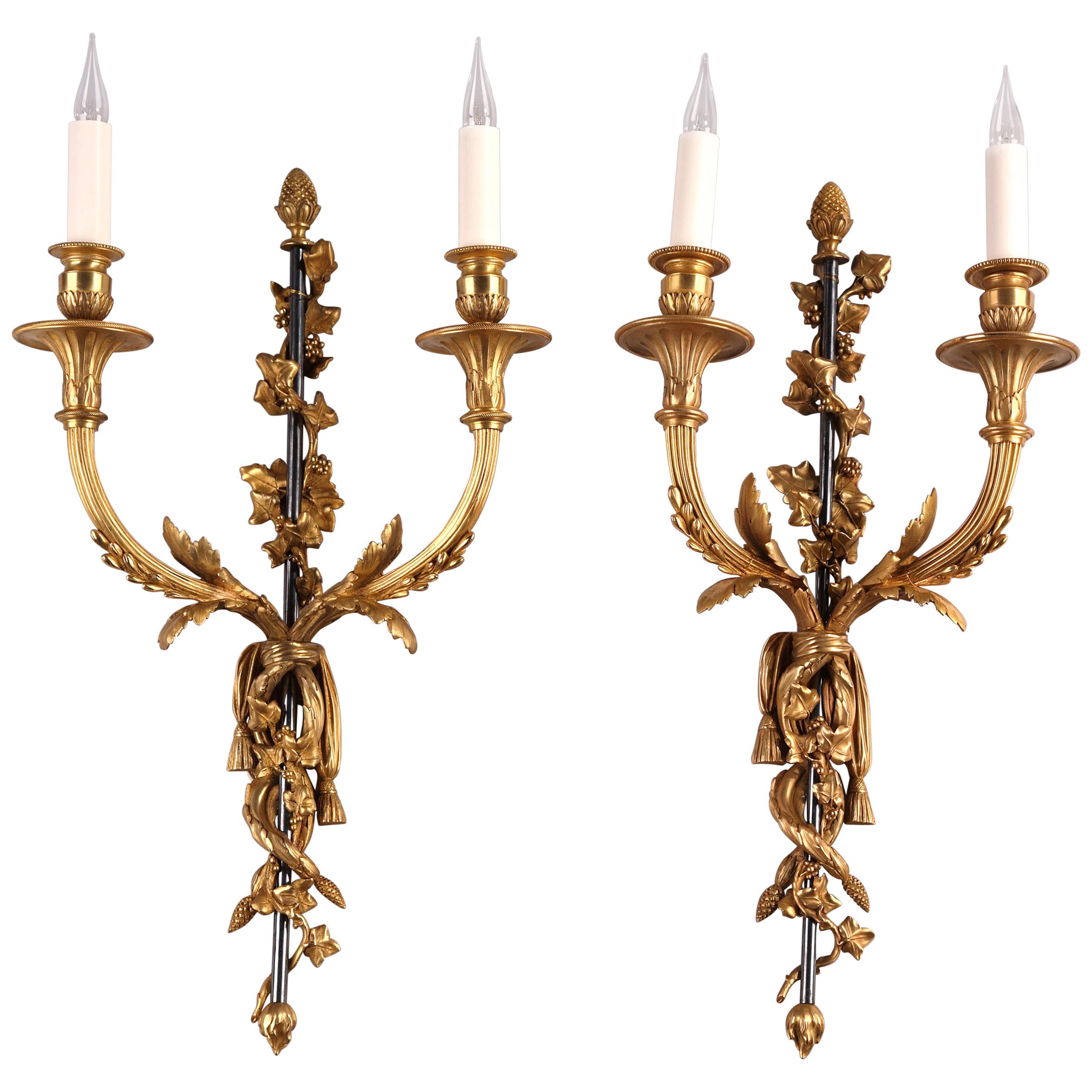 Pair of Louis XVI Style Wall-Lights Attributed to H. Vian, France, Circa 1880