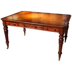 Antique 19th Century William IV Mahogany Double-Sided Partner's Library Writing Table