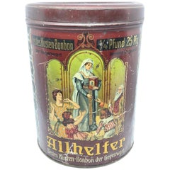 Art Nouveau Lithographed Candy Cookie Tin Box Advertising Vintage German, 1910s