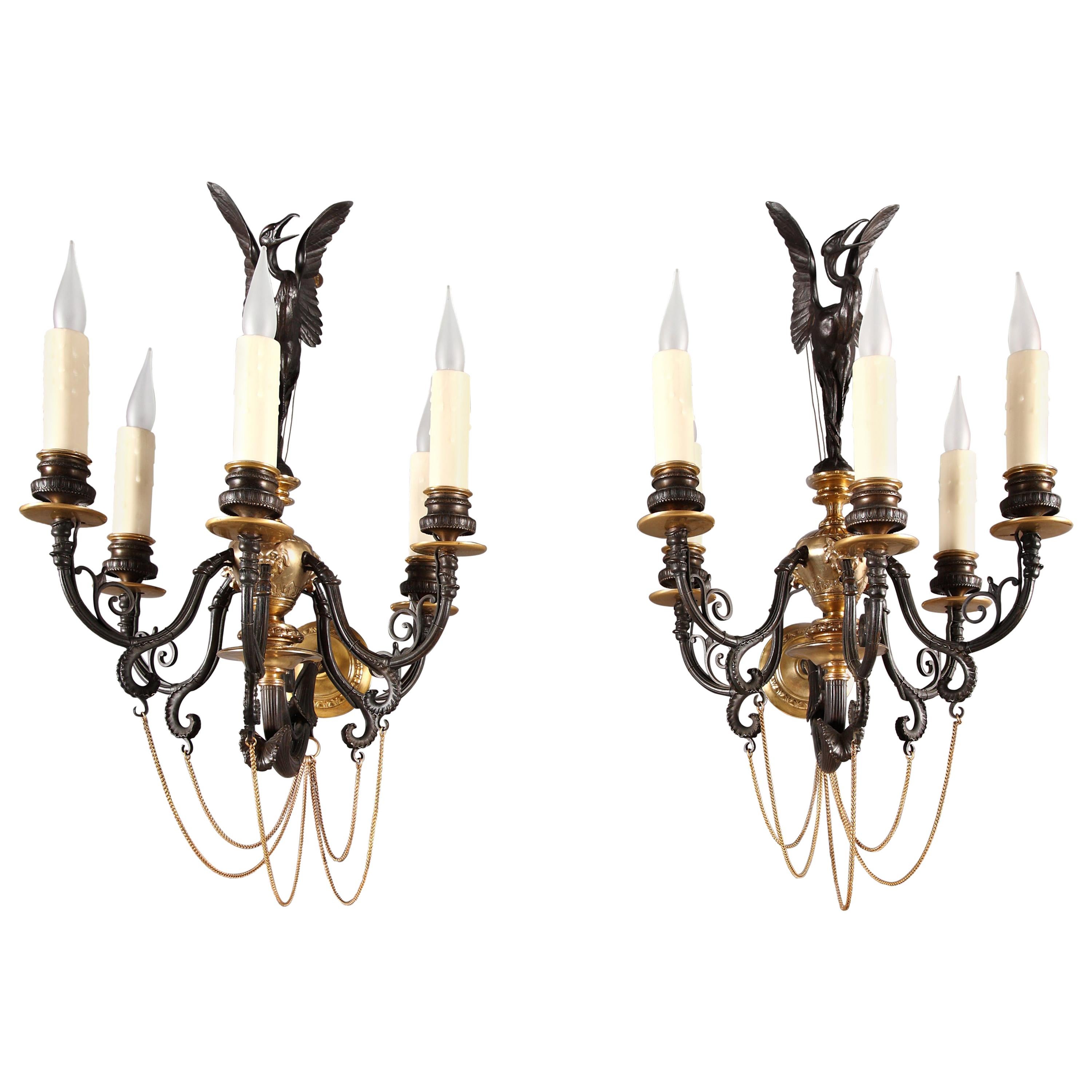 Pair of Neo-Greek Wall-Lights Attributed to F. Barbedienne, France, Circa 1880