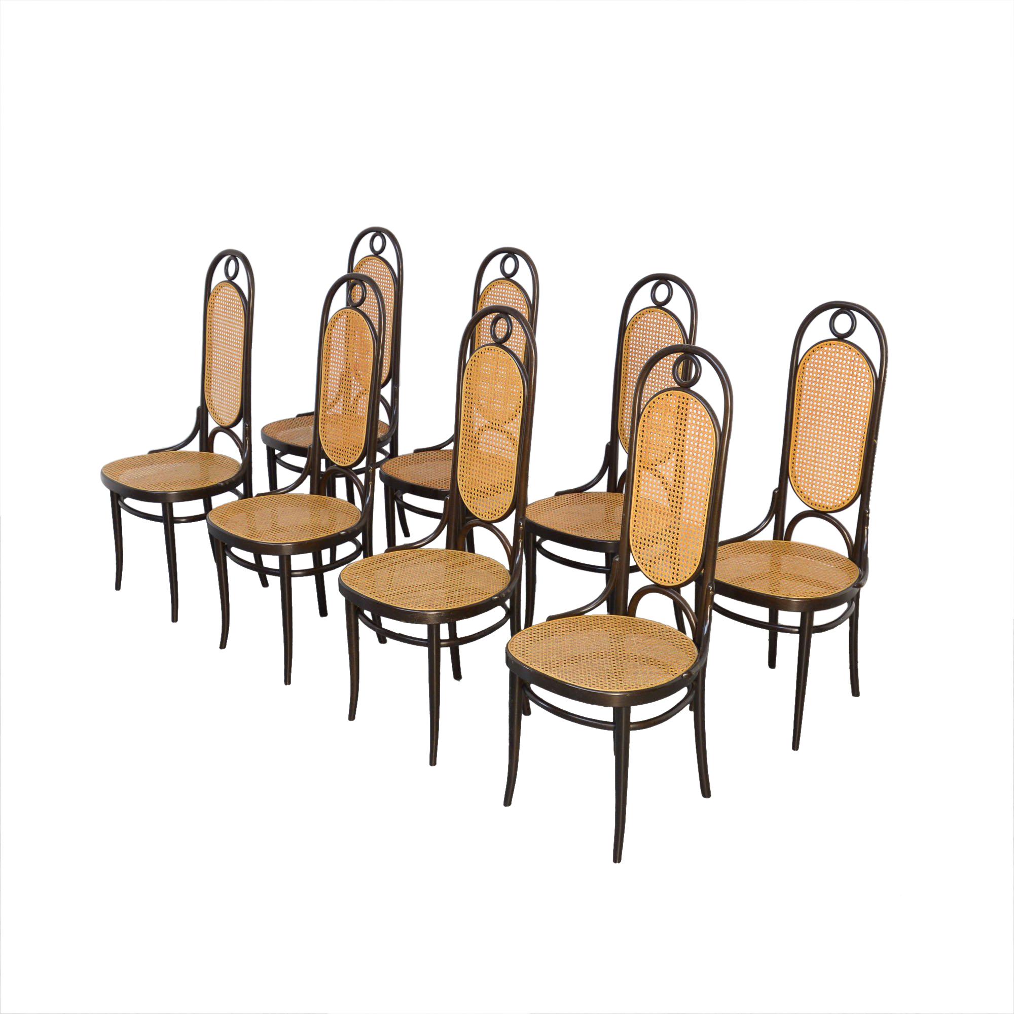 Set of 8 Bentwood Dining Chairs, Thonet Mod. 207R - Long John