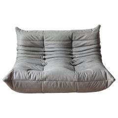 Togo 2-Seat Sofa in Grey Leather by Michel Ducaroy for Ligne Roset