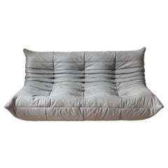 Togo 3-Seat Sofa in Grey Leather by Michel Ducaroy for Ligne Roset