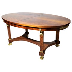 20th Century Empire Style Flamed Mahogany Large French Dining Table