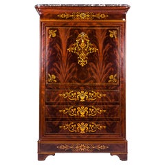 19th Century Charles X  Inlaid French Secrétaire à Abattant