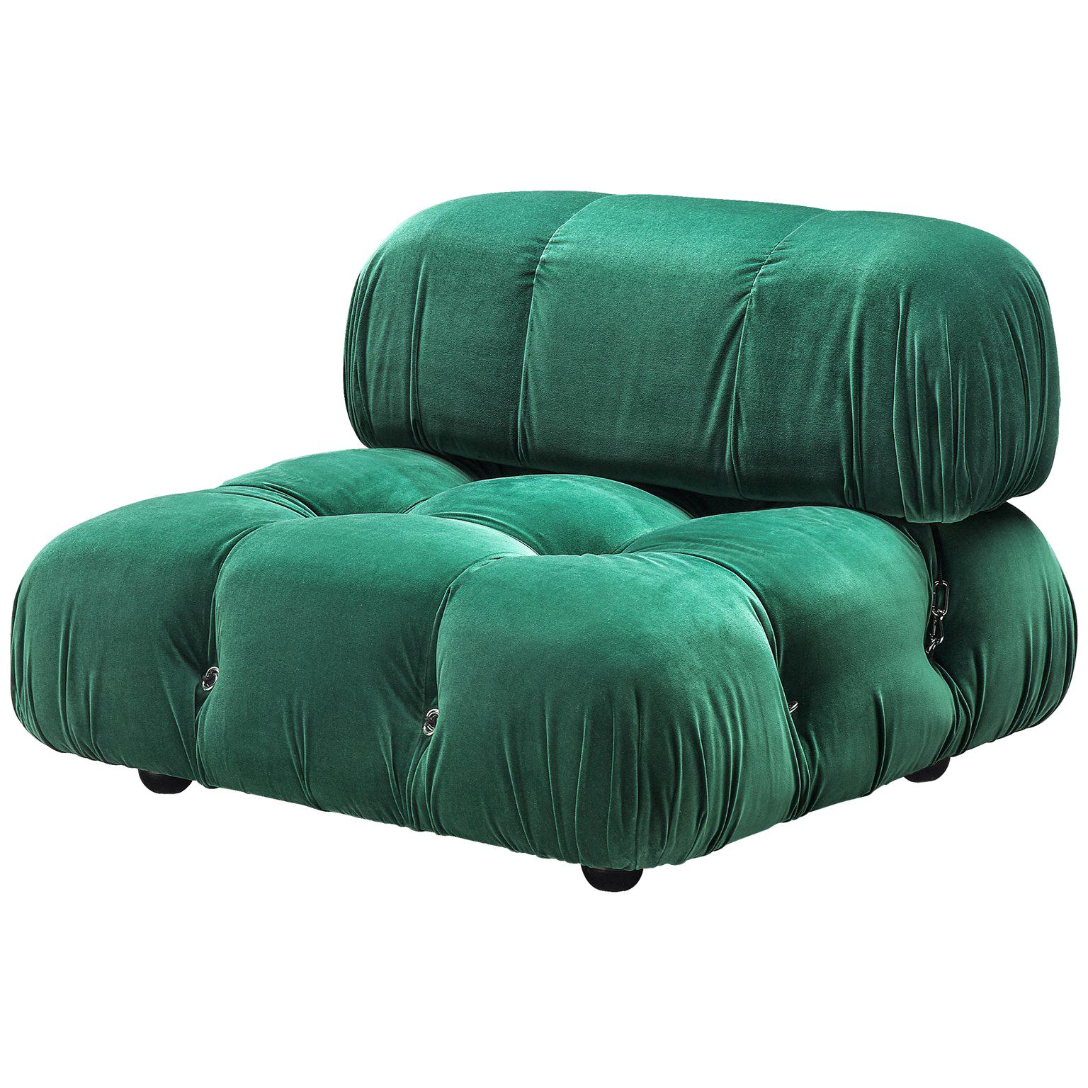 Mario Bellini Reupholstered Camaleonda in Emerald Green Velvet