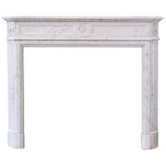 Louis XVI Style Carara Marble Fireplace