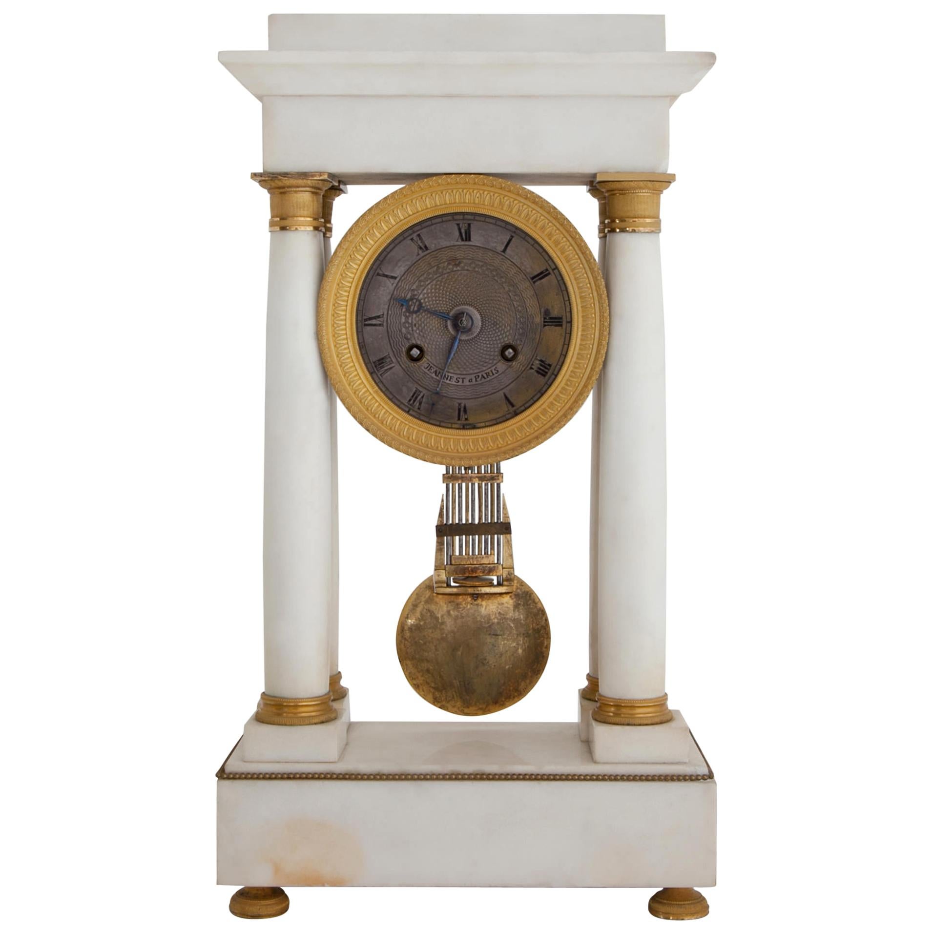Charles X Mantle Clock, Signed Jeannest, Paris, circa 1830 For Sale