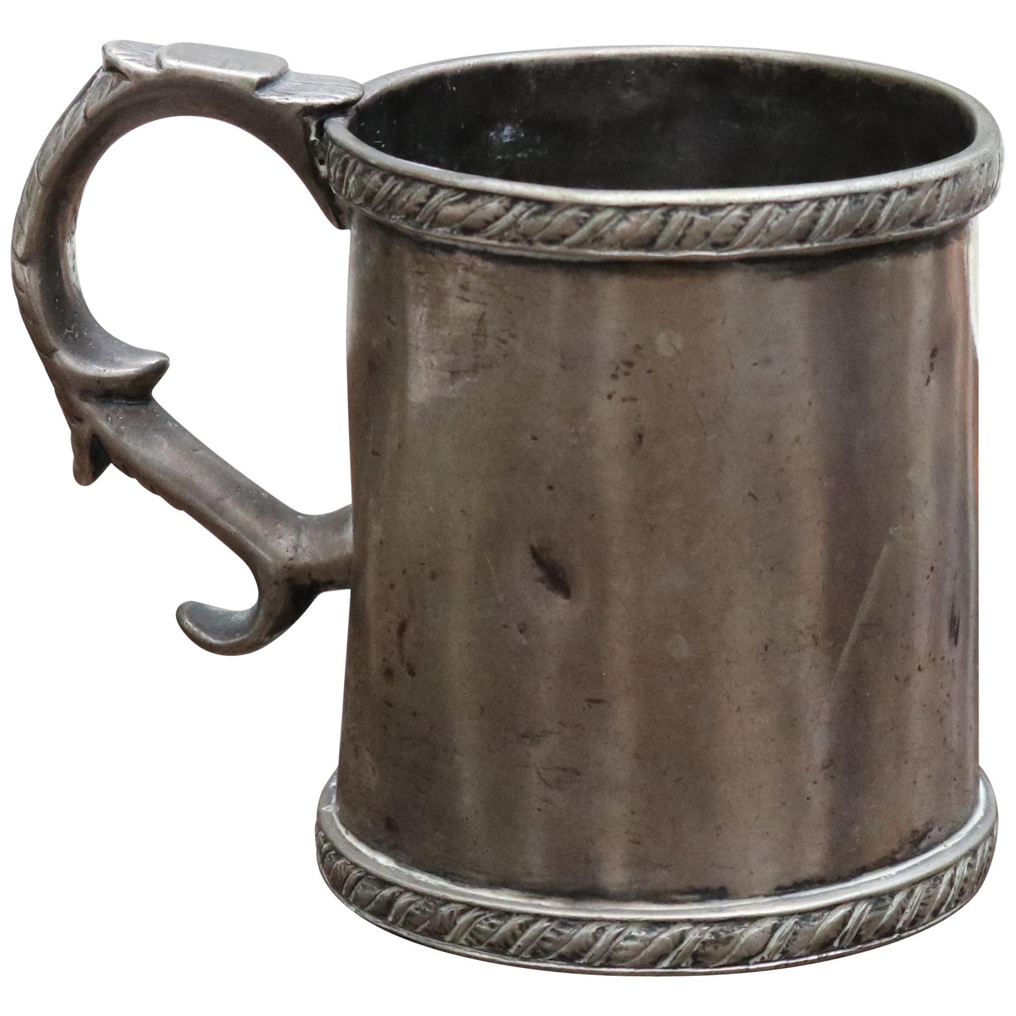 18th-19th Century Cylinder Shaped Silver Cup with Handle Possibly Bolivian