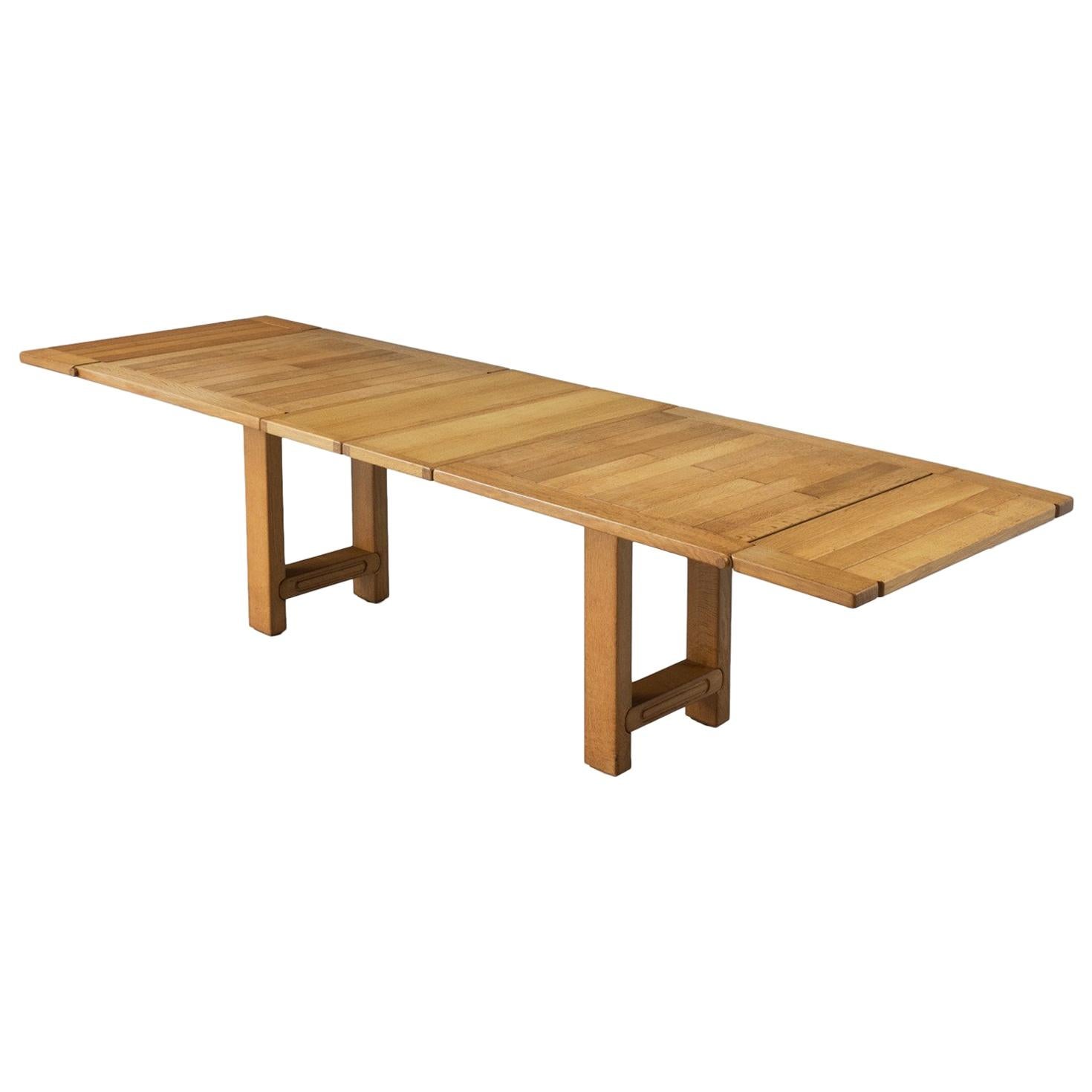 Guillerme et Chambron Solid Extendable Dining Table in Oak