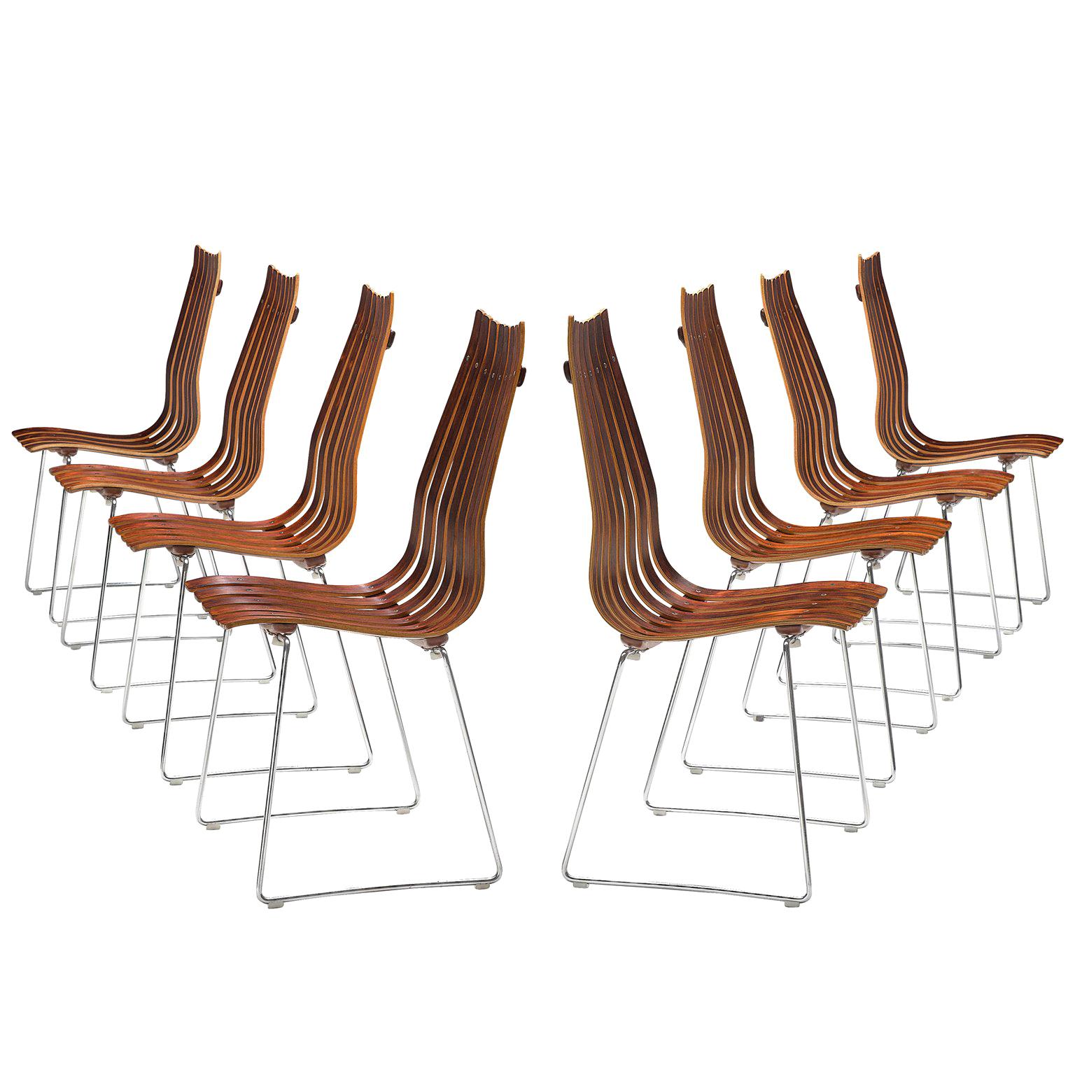 Hans Brattrud Set of 'Scandia' Dining Chairs in Rosewood