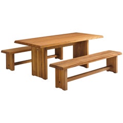 Pierre Chapo Elm Table with Benches