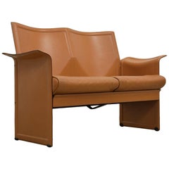 Cognac Leather Sofa 'Korium' by Tito Agnoli for Matteo Grassi, Italy, 1970s