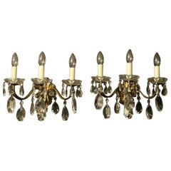 Italian Pair of Gilded Bronze Antique Wall Lights