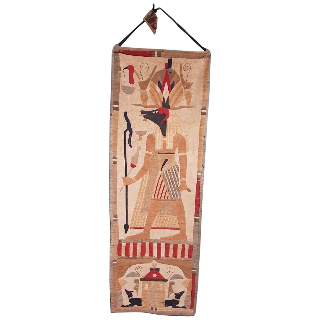 Early 20th Century Grand Tour Egyptian Style Tapestry with Anubis
