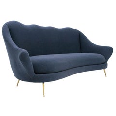 Italian Midcentury Sofa with Brass Legs, 1950s