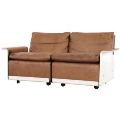 Dieter Rams Sofa RZ 62, 1962 by Vitsœ, Germany, Chocolate Leather, 2-Seat