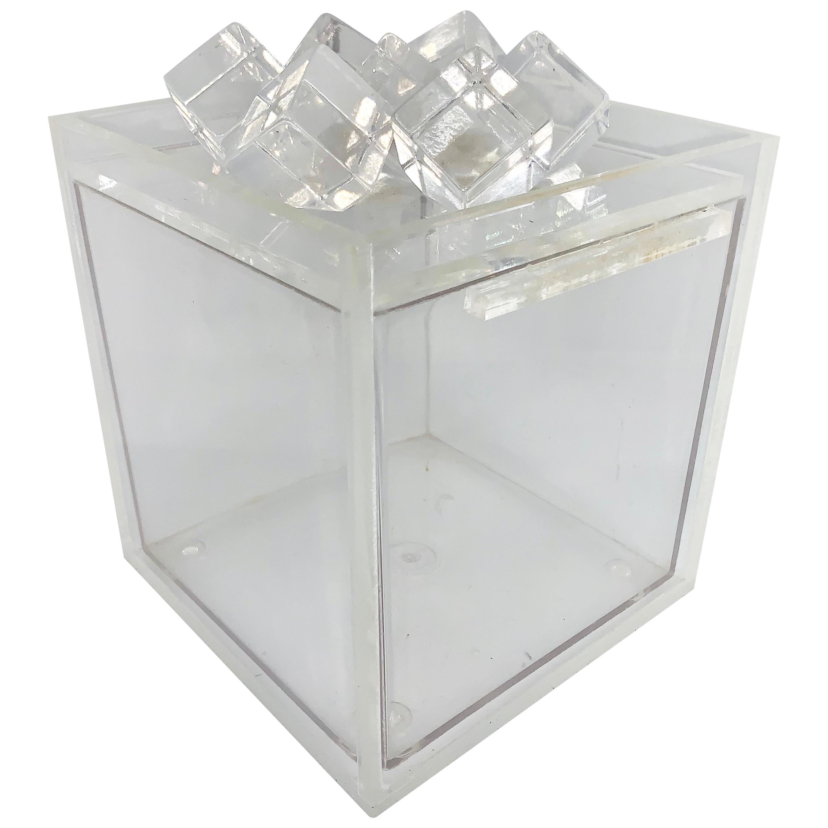 Mid-Century Modern Acrylic Ice-Cube Topped Ice Bucket