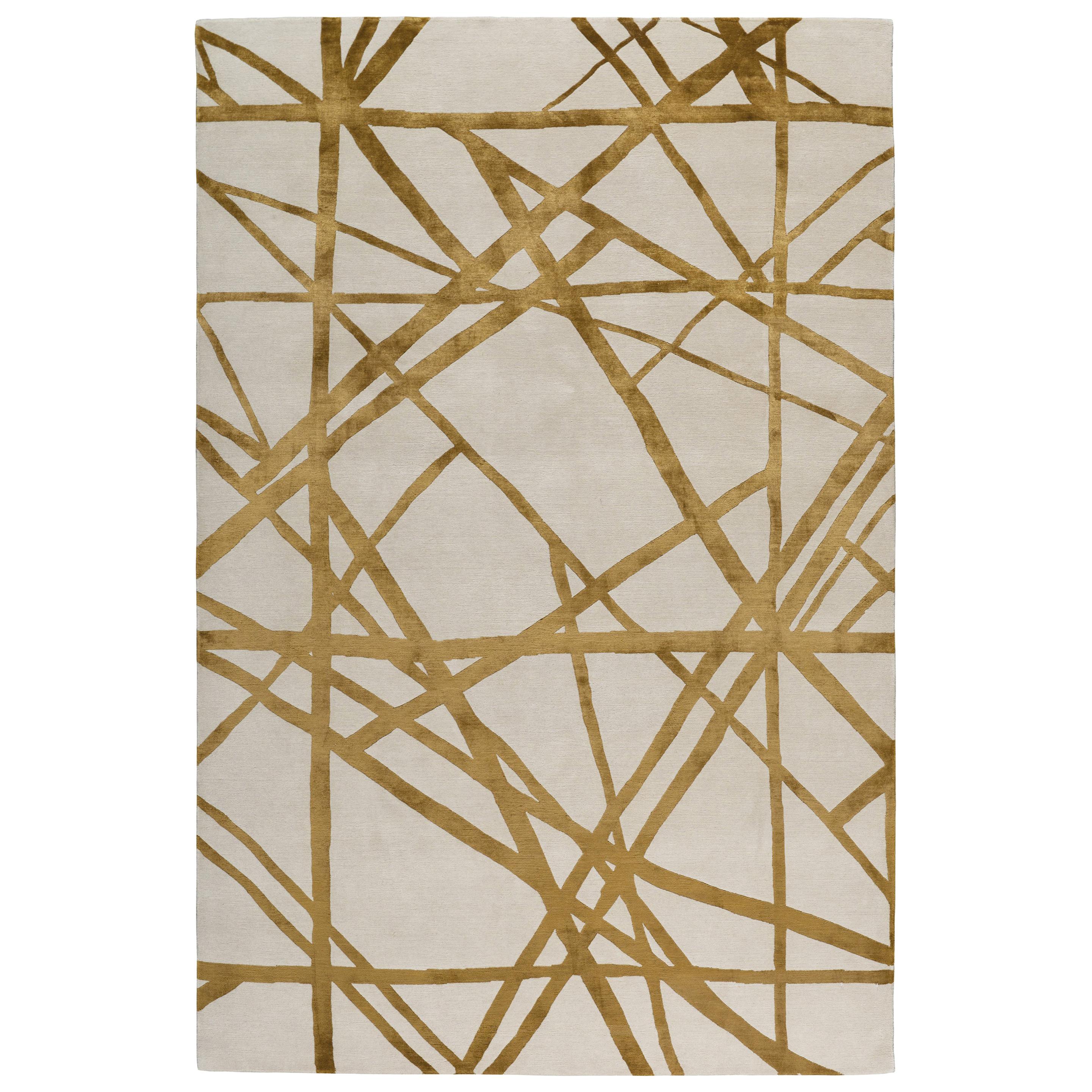 Channels Copper Hand Knotted 9x6 Rug in Wool and Silk by Kelly Wearstler For Sale