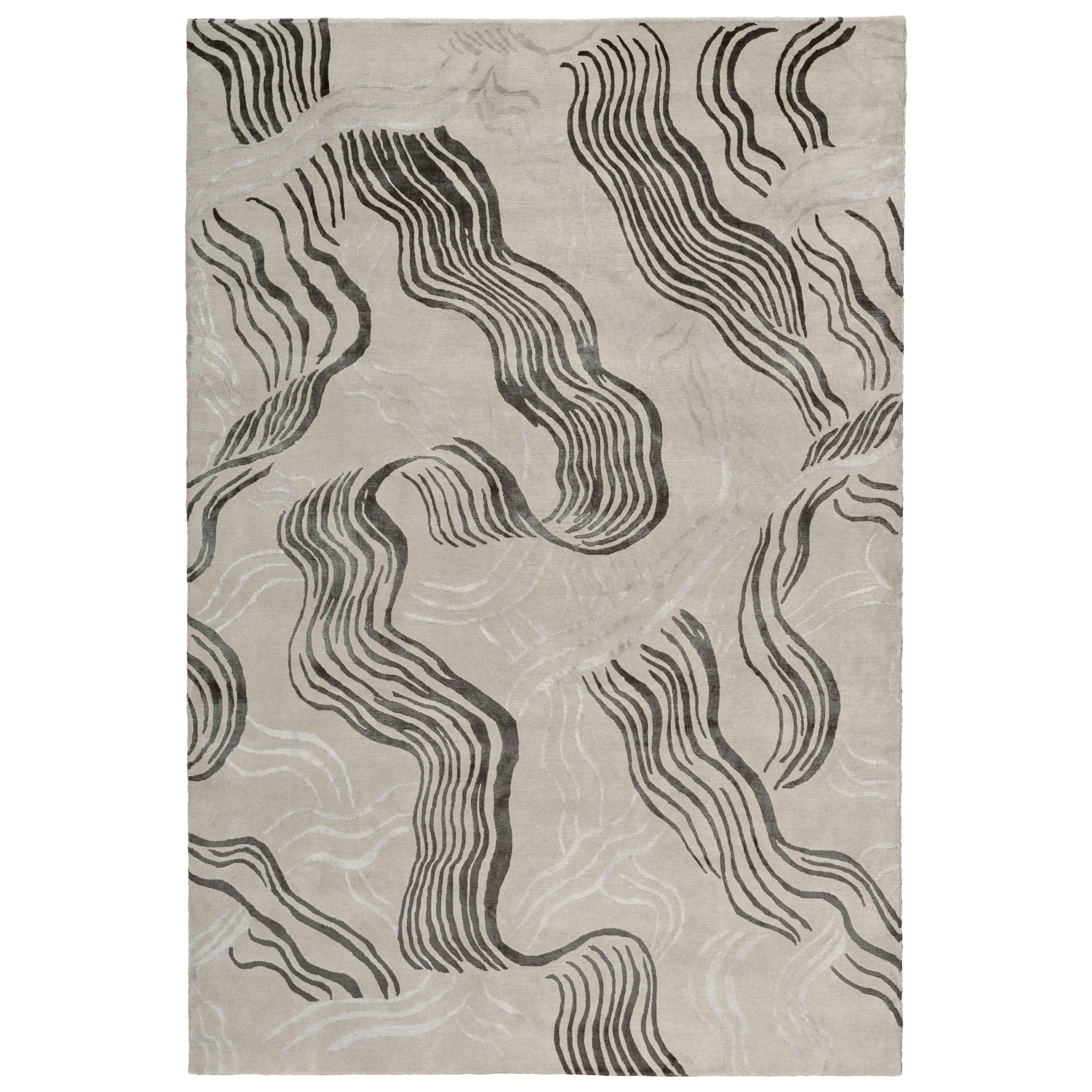 Wake Hand-Knotted 9x6 Rug in Wool and Silk by Kelly Wearstler For Sale