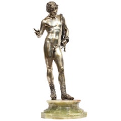 Large Rare Italian Silver Figure Statue of Narcissus, after the Antique