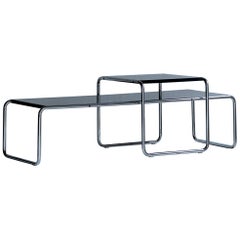 Marcel Breuer Beistelltisch-Set 'Laccio' aus Stahl:: Bauhaus