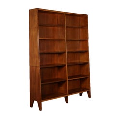 Bookcase Mahogany Veneer Vintage, Italy, 1950s