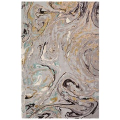 Marble Hand-Knotted 7'6"x5' Rug in Wool and Silk by Rodarte